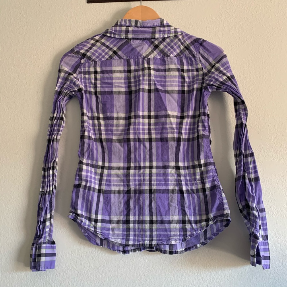 🌸Purple plaid button down🌸 - Picture 3 of 7
